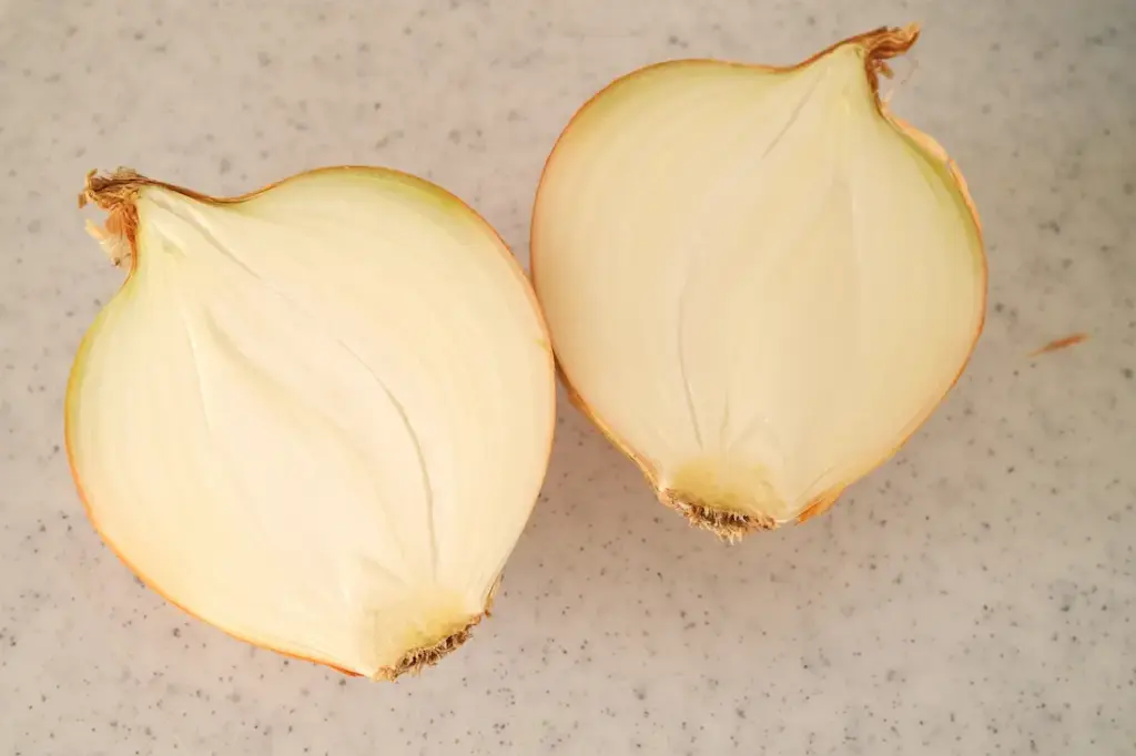 わざと皮付きのまま半分にしました、ちゃんと新鮮な玉ねぎでした。